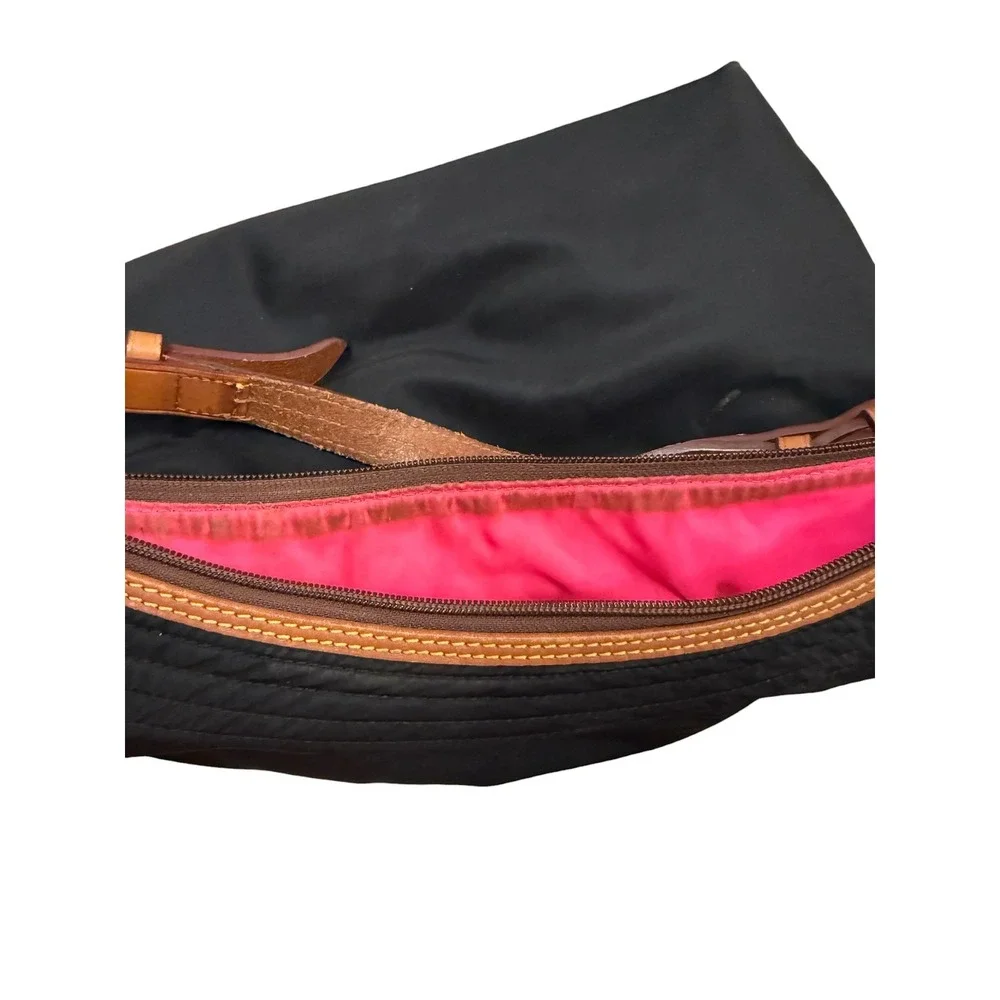 Dooney & Bourke Erica Hobo Bag Womens Black Nylon Leather Trim